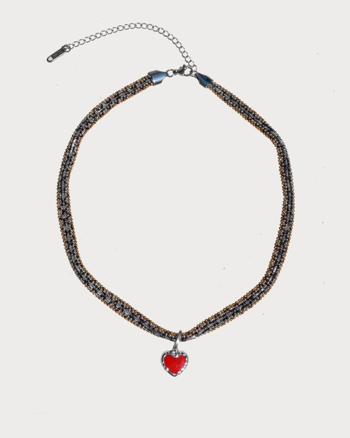 Viola Vintage Two-Tone Woven Heart Pendant Choker