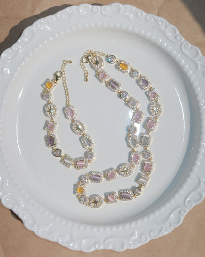 Shirley Colorful Crystal Geometric Golden Jewelry Set