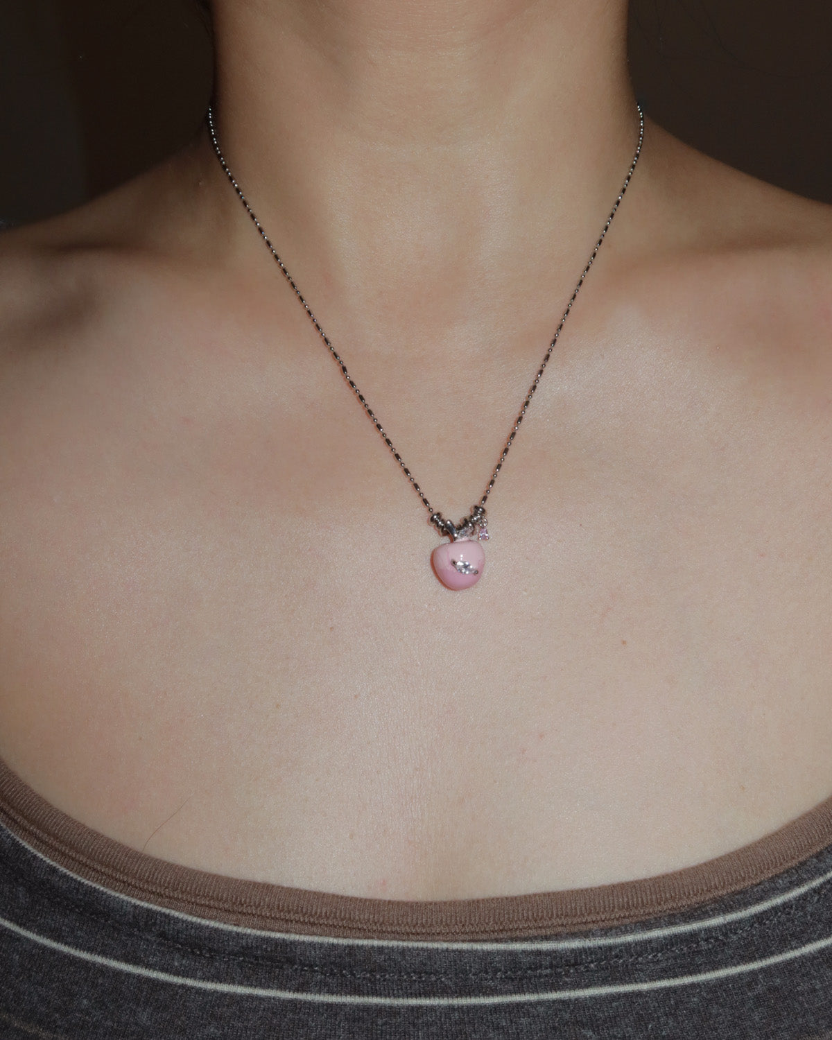 Susan Cute Pink Apple Enamel Pendant Necklace