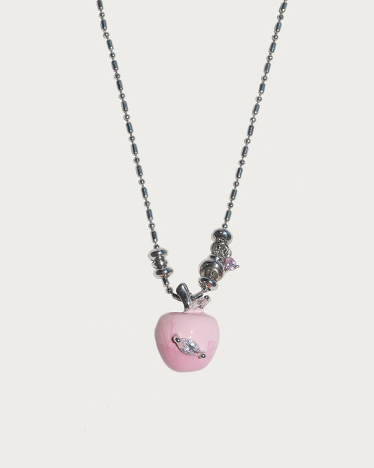 Susan Cute Pink Apple Enamel Pendant Necklace