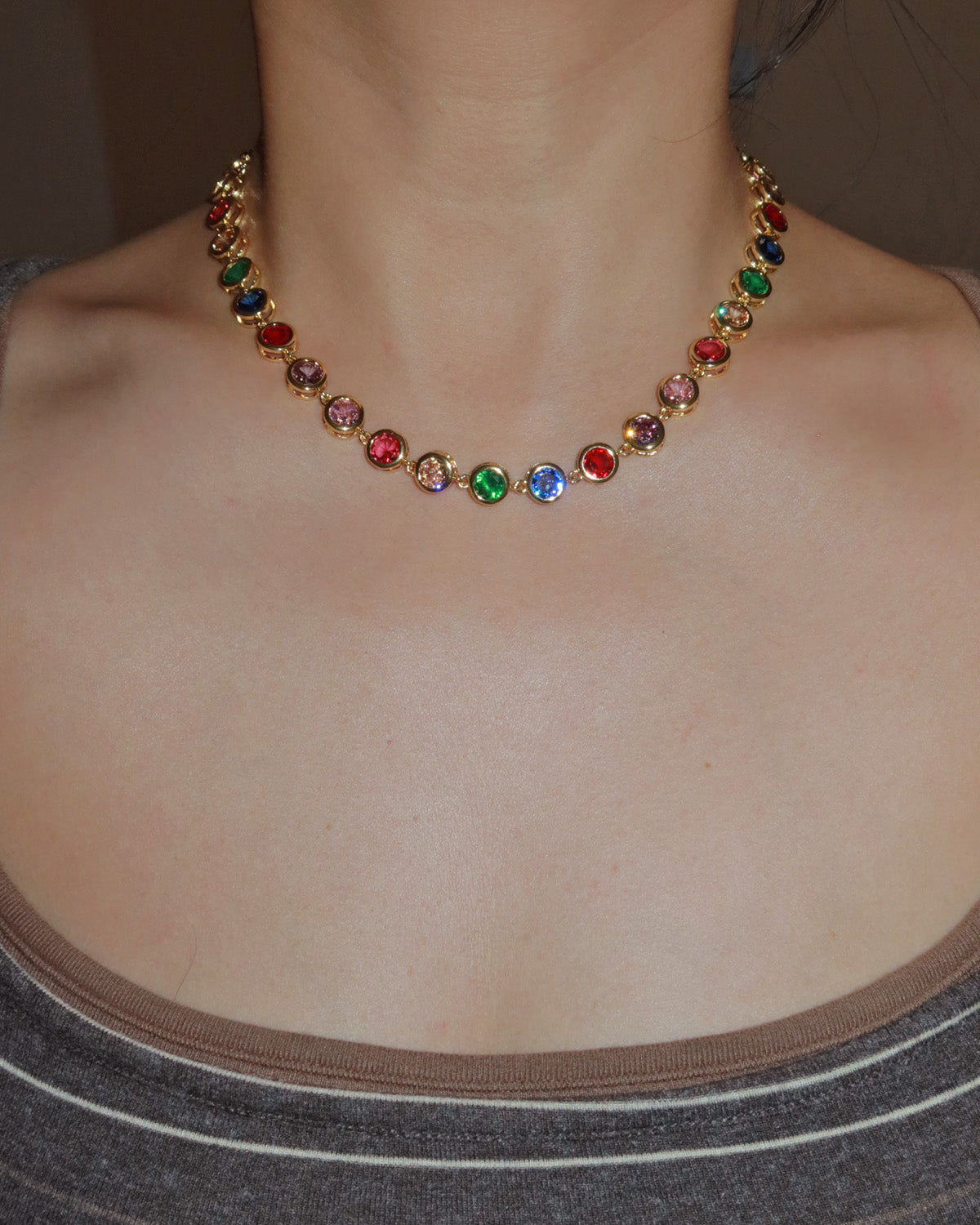 Lillian Rainbow Color Block Layered Necklace