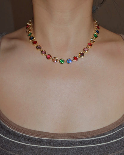 Lillian Rainbow Color Block Layered Necklace