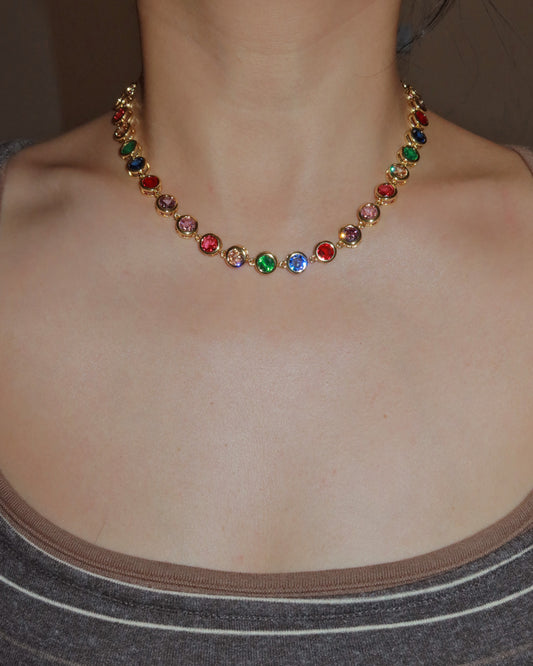 Lillian Rainbow Color Block Layered Necklace