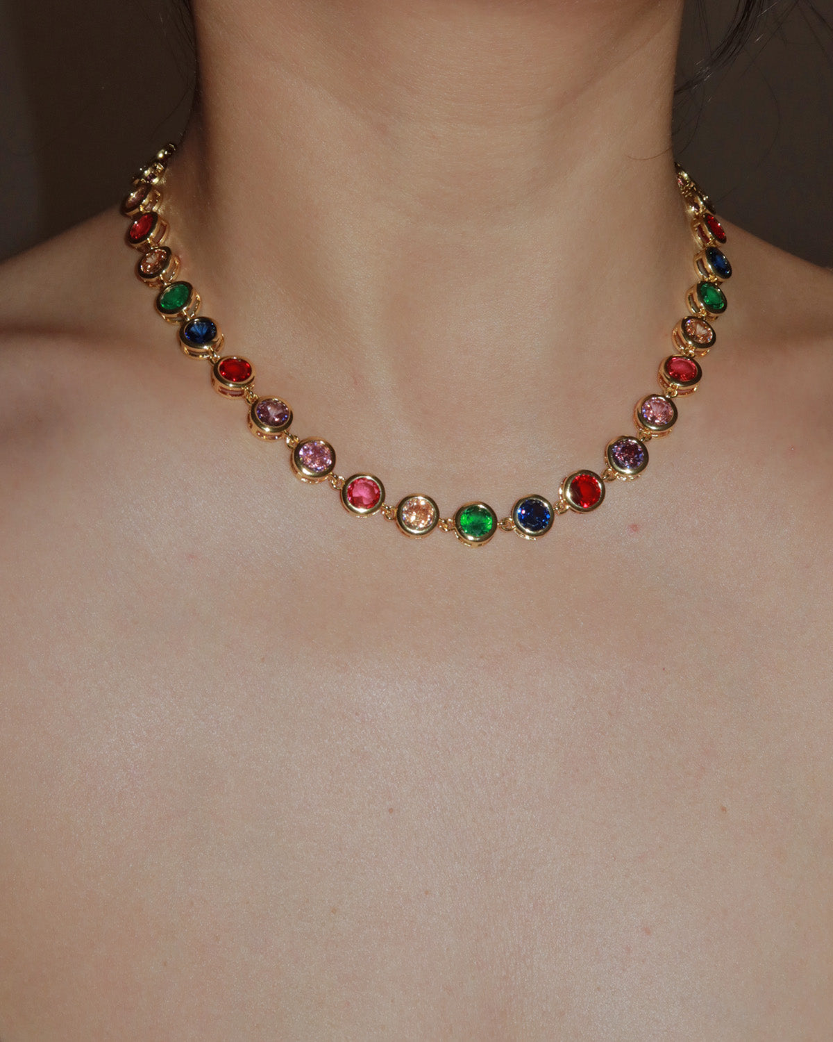 Lillian Rainbow Color Block Layered Necklace