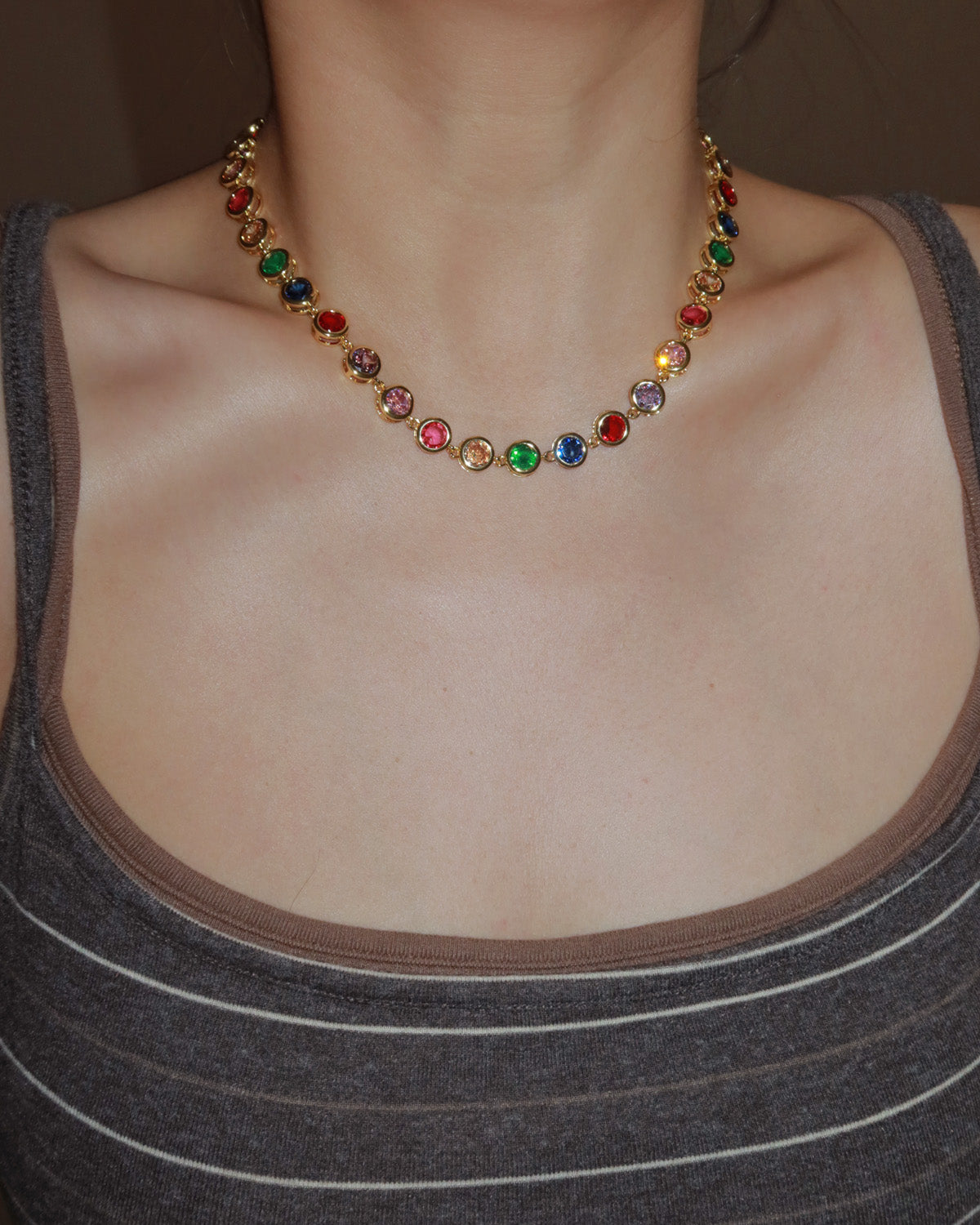 Lillian Rainbow Color Block Layered Necklace