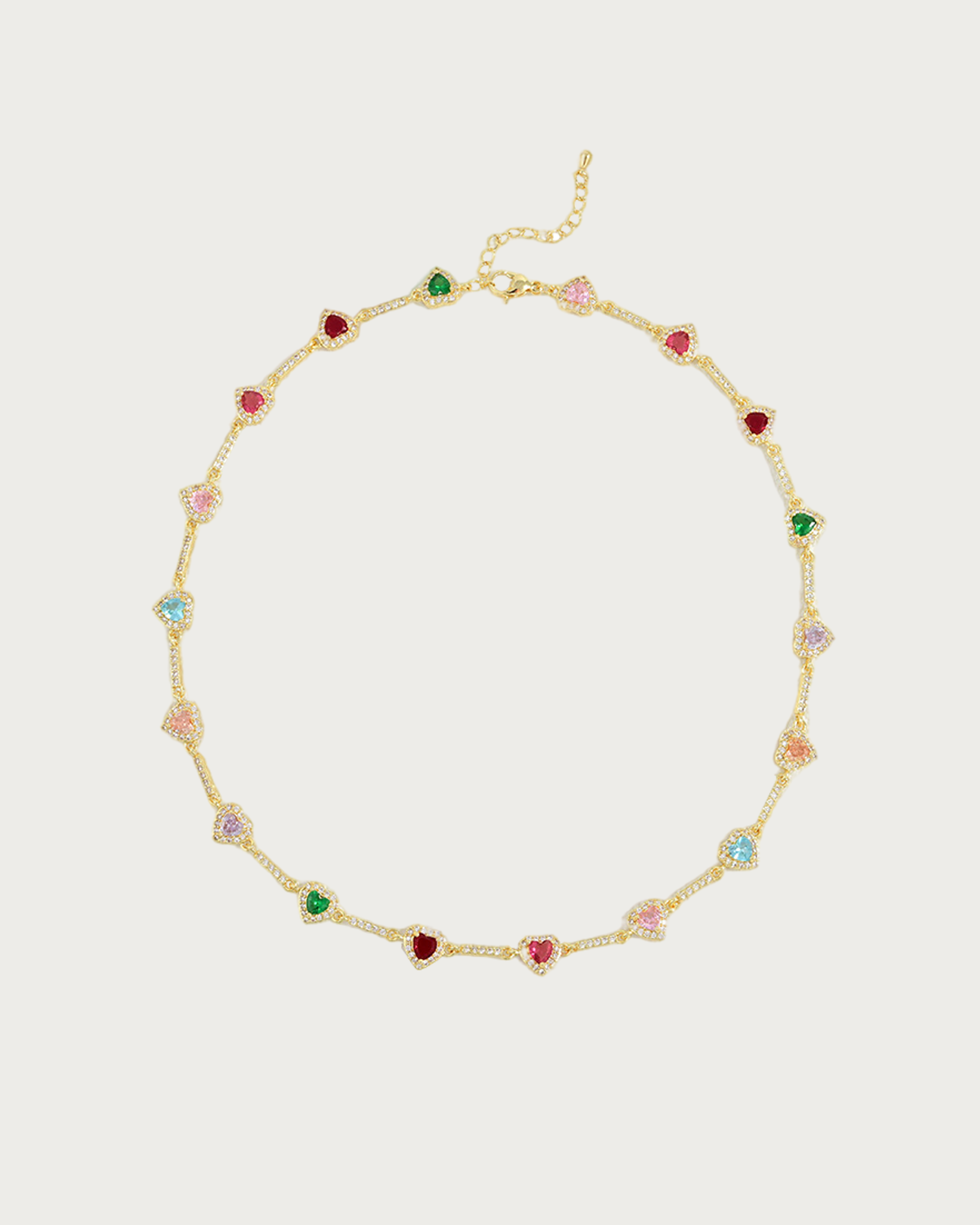Amour Rainbow Colorful Heart Golden Bracelet & Necklace