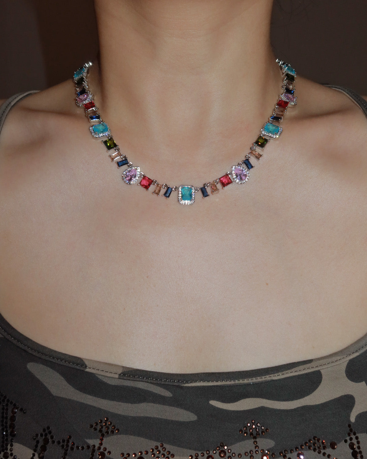 Prism Colorful Crystal Silver Jewelry Set