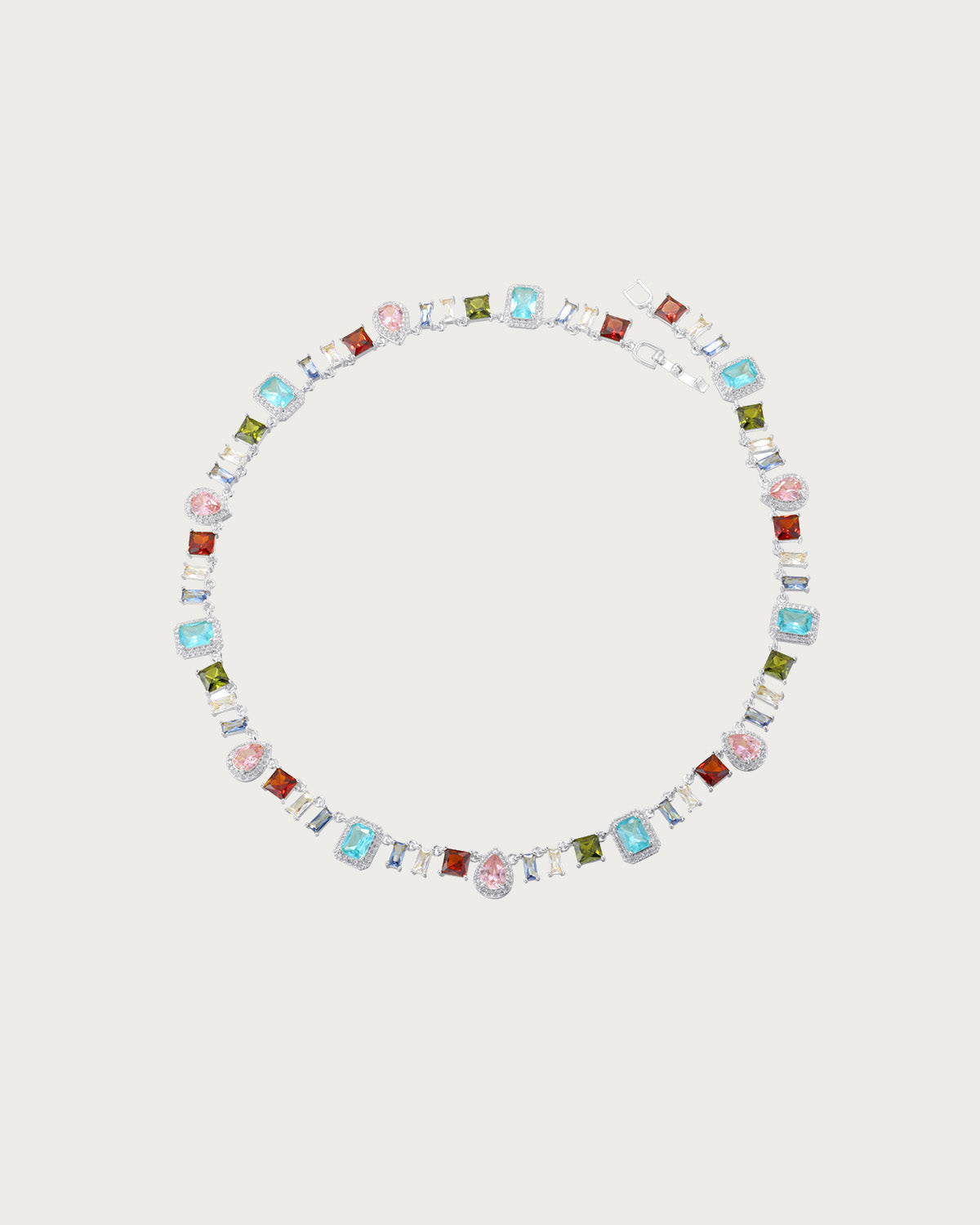 Prism Colorful Crystal Silver Bracelet & Necklace