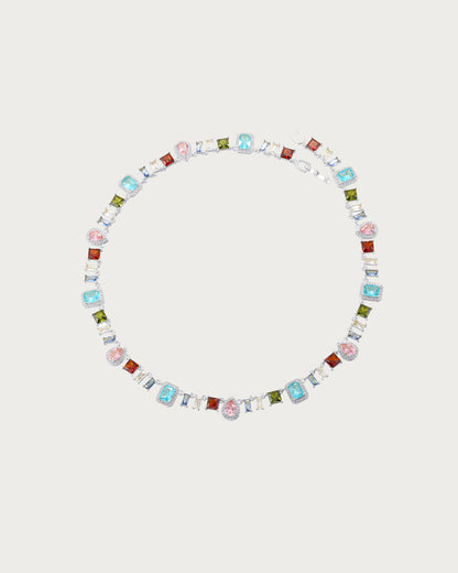 Prism Colorful Crystal Silver Bracelet & Necklace