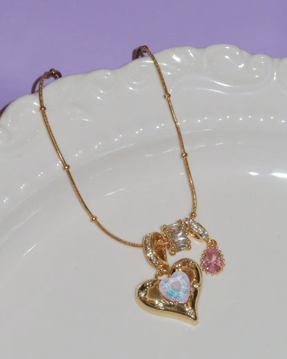 Seraphina Iridescent Heart Golden Pendant Necklace