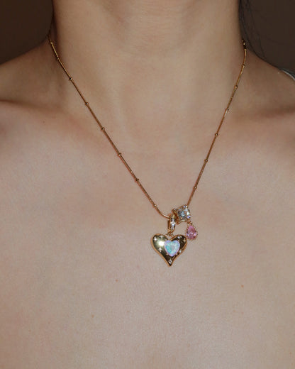 Seraphina Iridescent Heart Golden Pendant Necklace