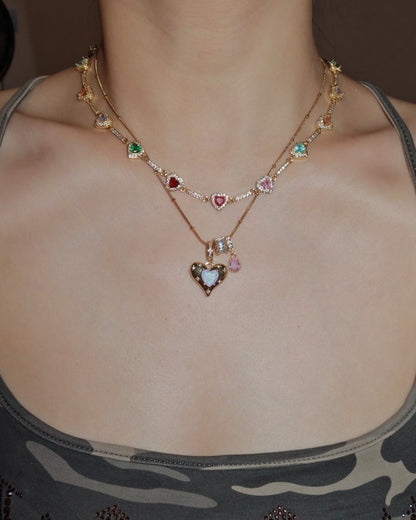 Seraphina Iridescent Heart Golden Pendant Necklace