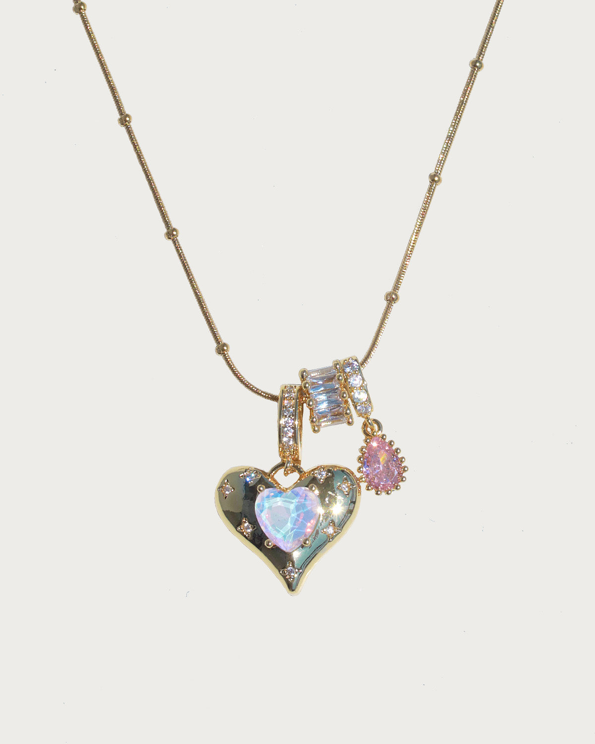 Seraphina Iridescent Heart Golden Pendant Necklace