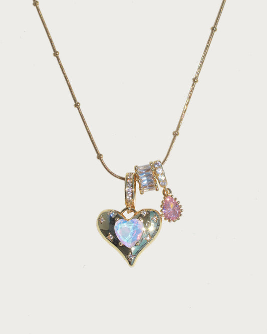 Seraphina Iridescent Heart Golden Pendant Necklace
