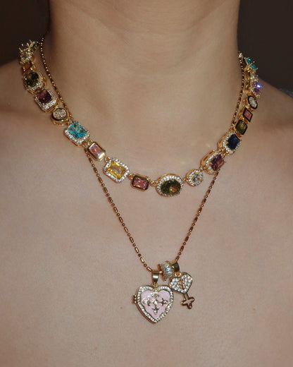 Beatrice Art Deco Gemstone Golden Necklace