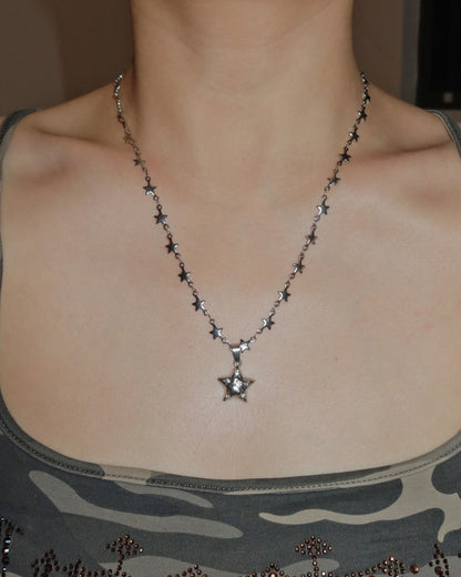 Starlit Wishes Silver Star Pendant Necklace