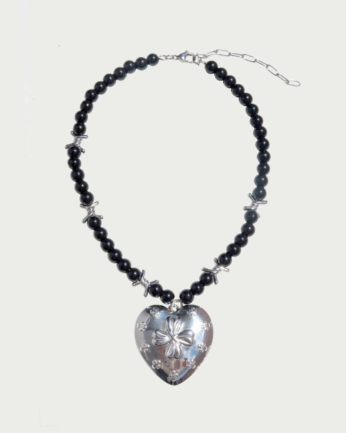 Lia Pearl Bloom Heart Silver Necklace