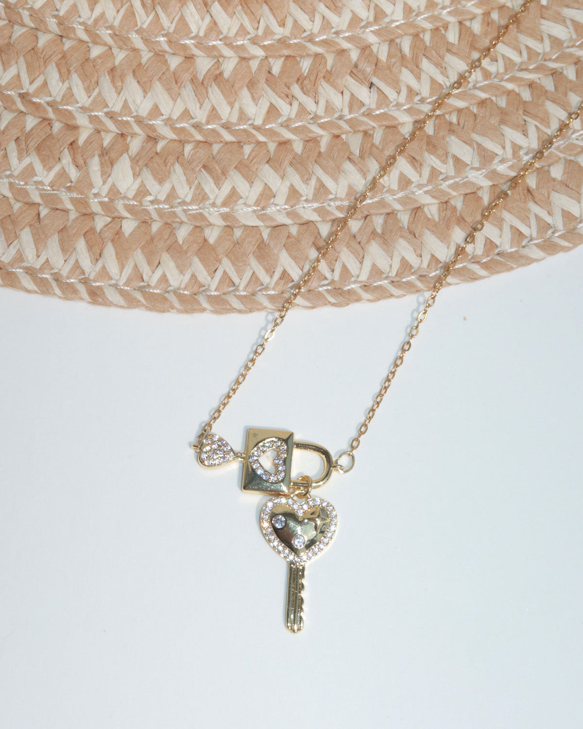 Valentine Cipher Key Golden Necklace