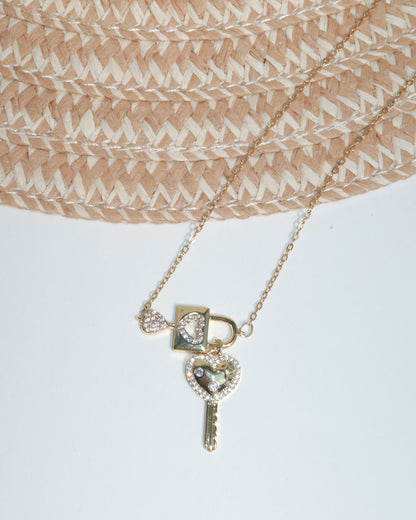 Valentine Cipher Key Golden Necklace