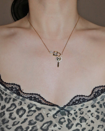Valentine Cipher Key Golden Necklace