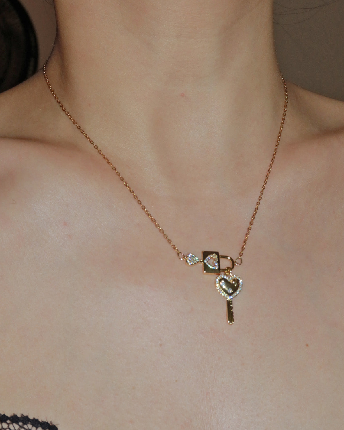 Valentine Cipher Key Golden Necklace