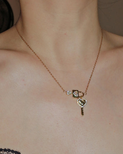 Valentine Cipher Key Golden Necklace