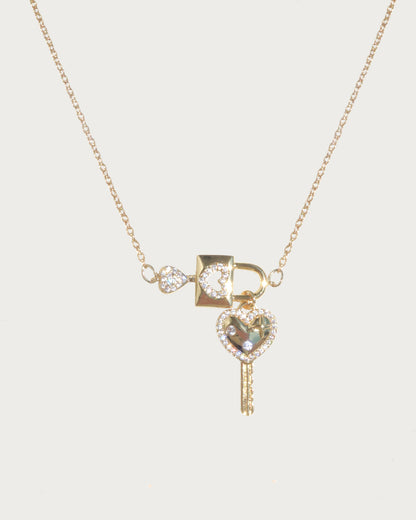 Valentine Cipher Key Golden Necklace