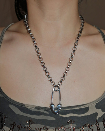 Zella Charm Safety Pin Silver Pendant Necklace