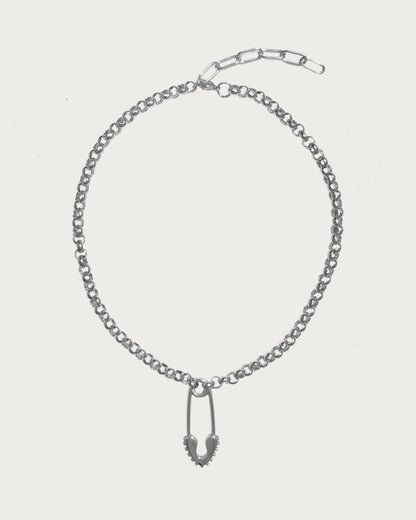 Zella Charm Safety Pin Silver Pendant Necklace