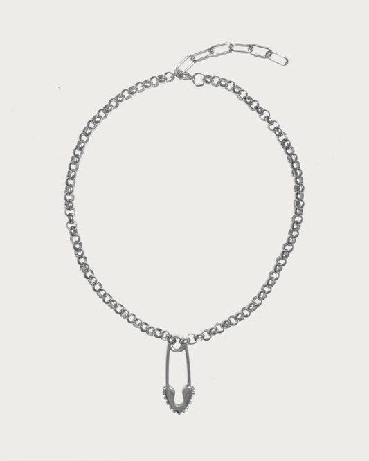 Zella Charm Safety Pin Silver Pendant Necklace