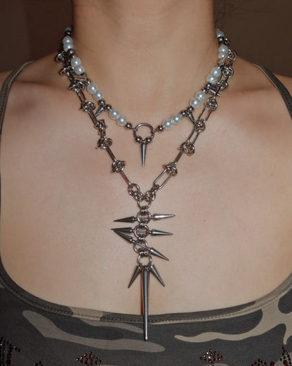 Eira Rivet Pearl Silver Choker Necklace