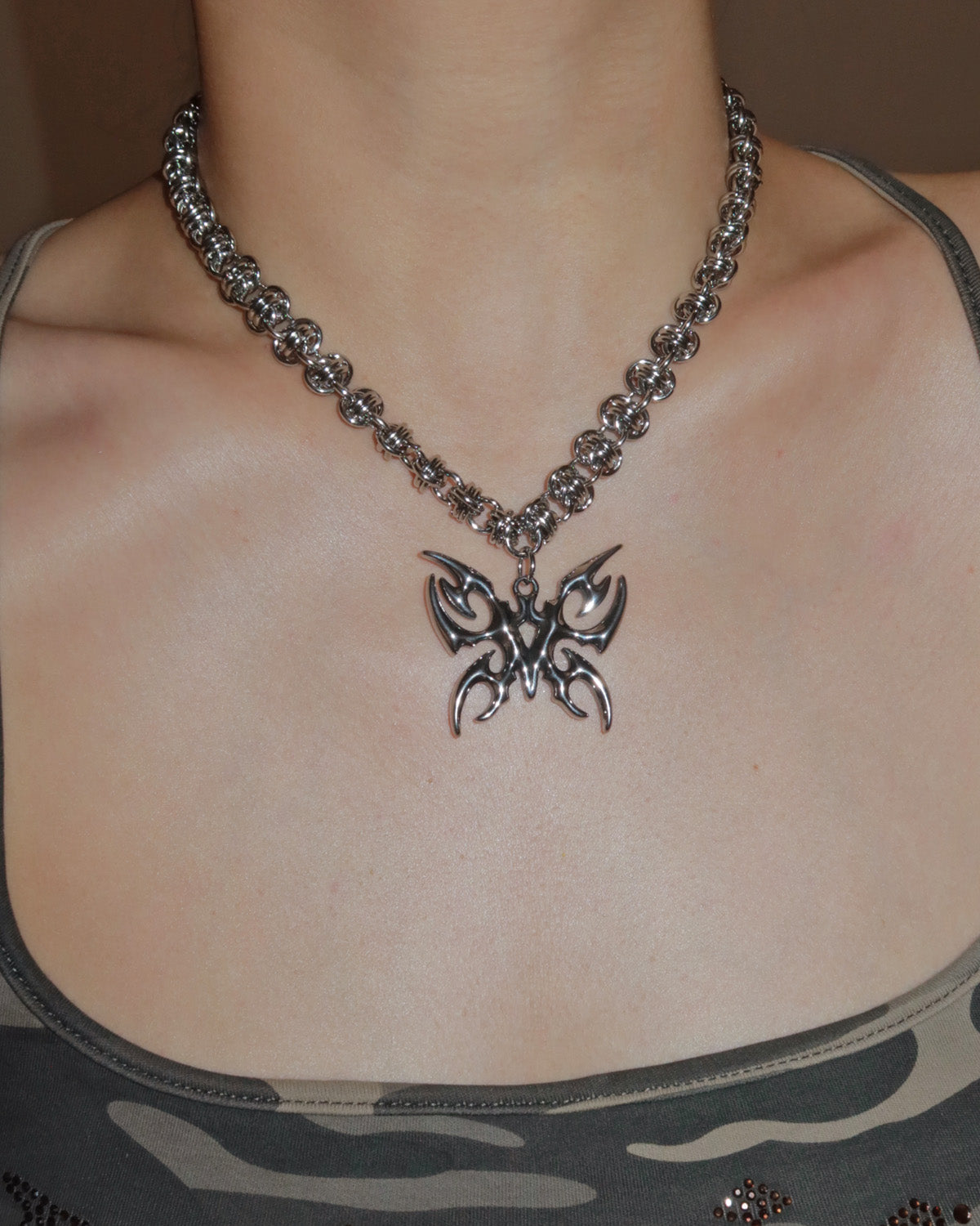 Havoc Gothic Butterfly Chain Silver Necklace