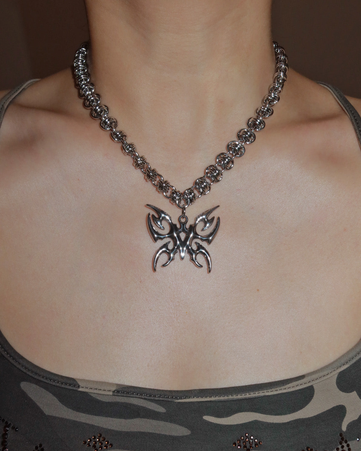 Havoc Gothic Butterfly Chain Silver Necklace