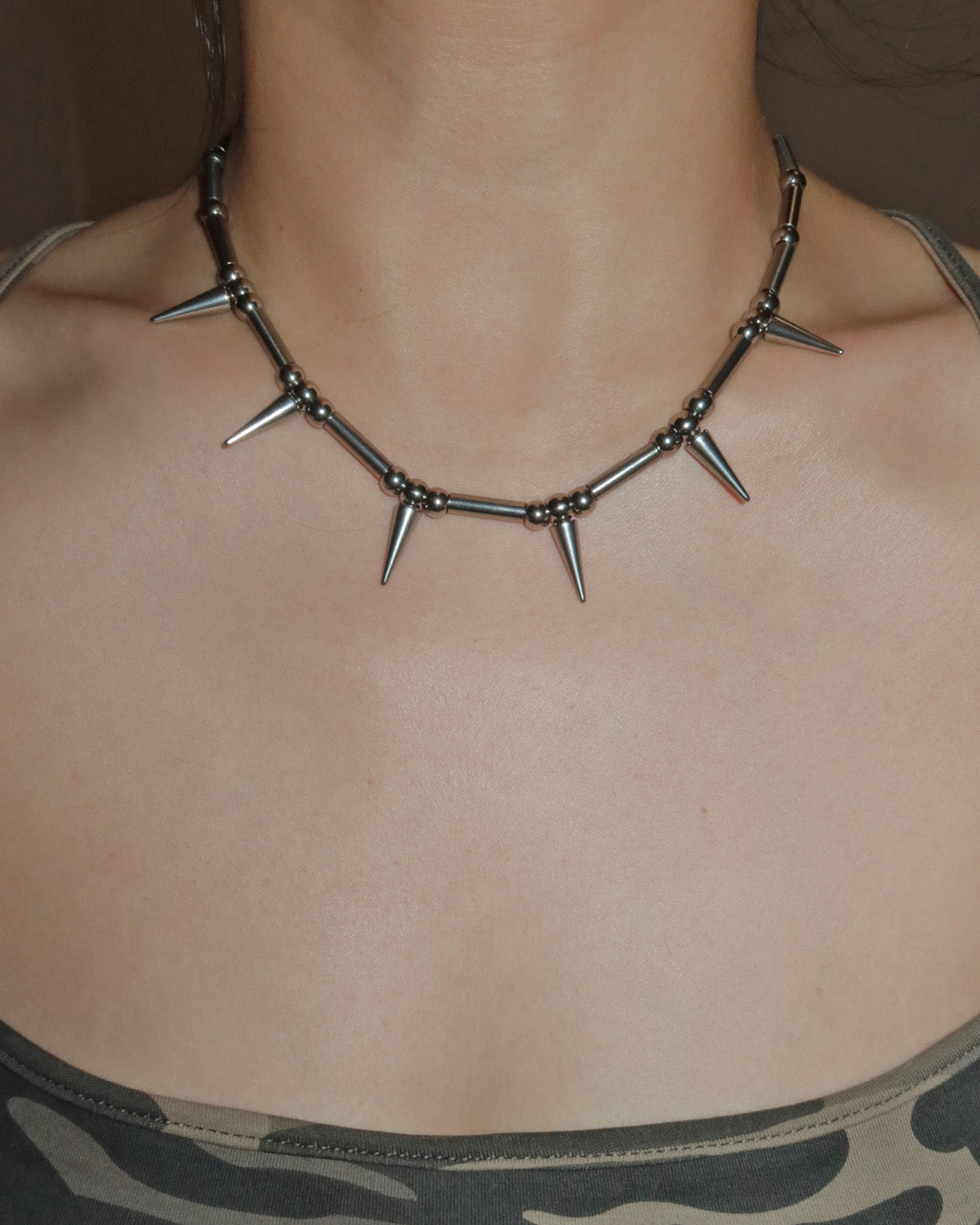 Nyx Punk Spike and Ball Bead Choker Necklace