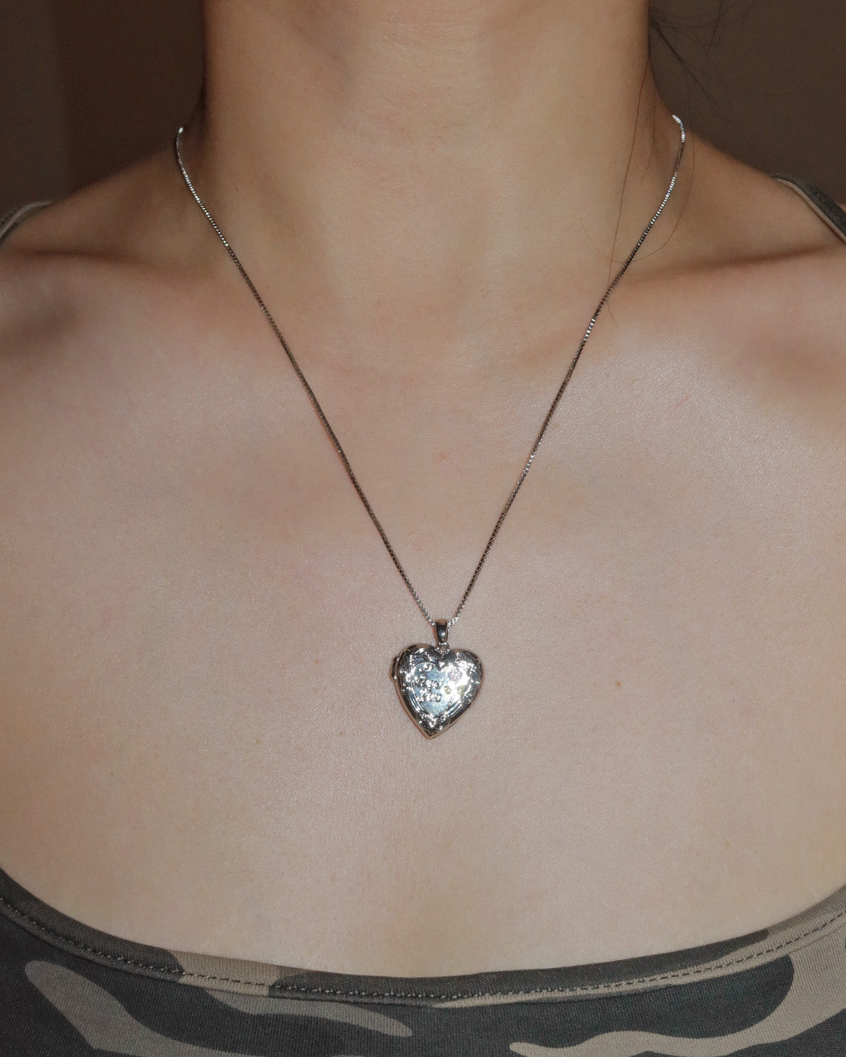Amora Rose Silver Heart Locket Necklace