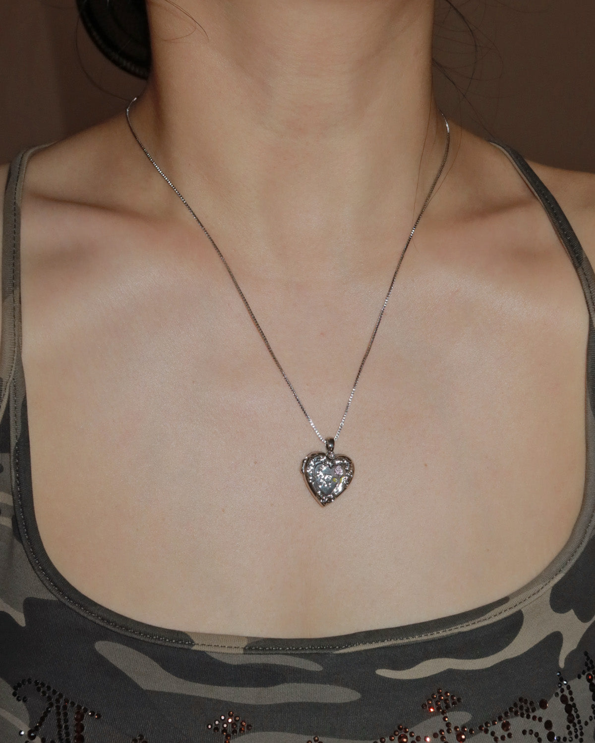 Amora Rose Silver Heart Locket Necklace
