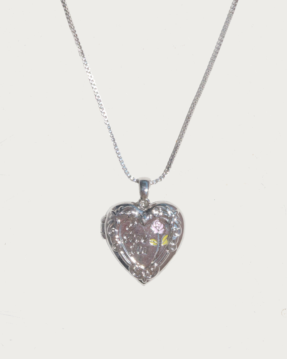 Amora Rose Silver Heart Locket Necklace