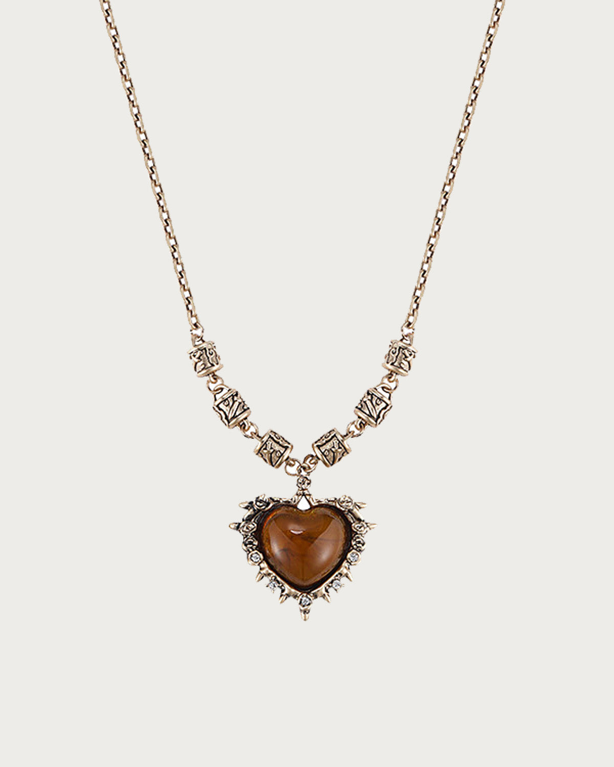 Dahlia Vintage Gothic Heart Crystal Thorn Golden Pendant Necklace