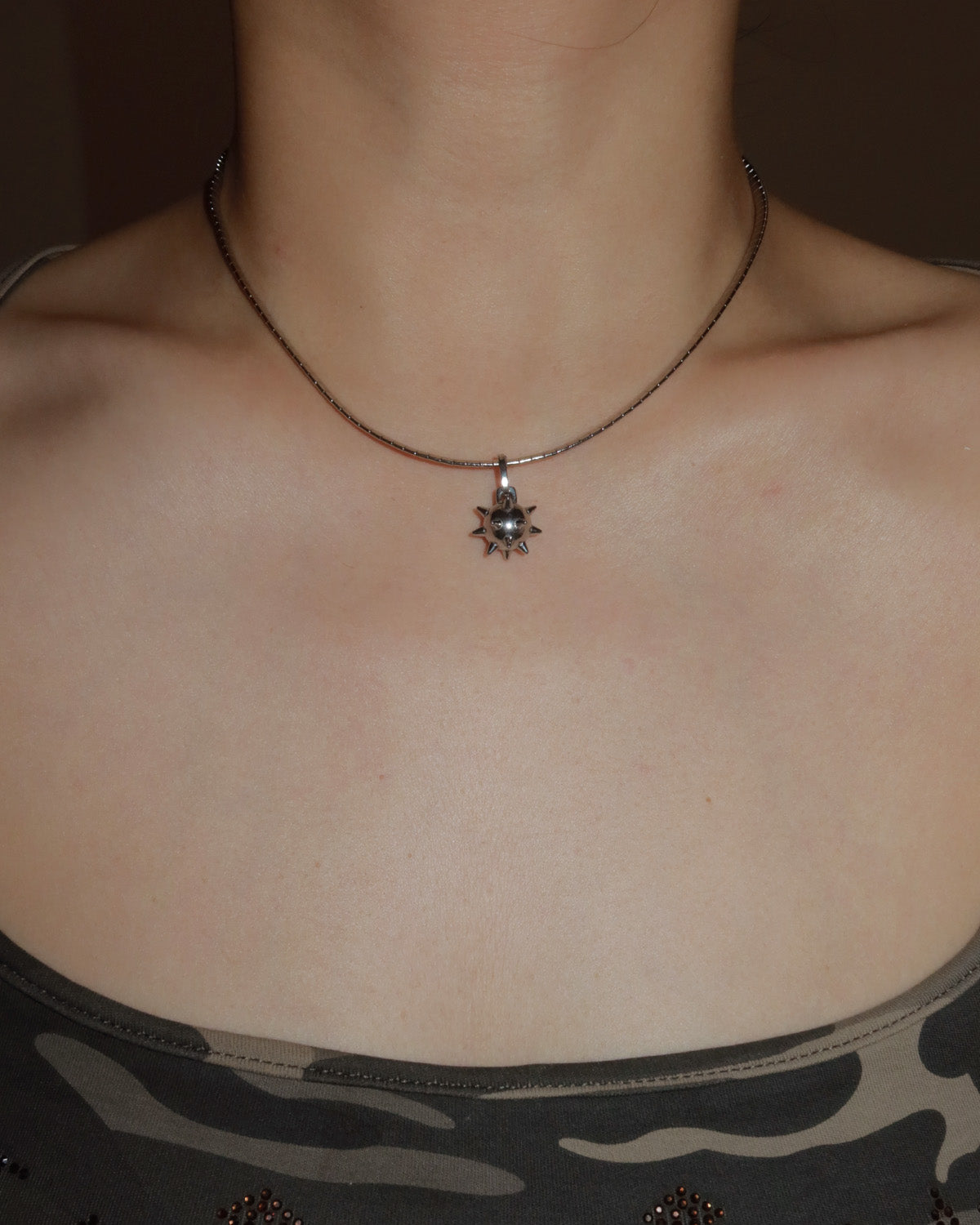 Veda Silver Morning Star Mace Pendant Snake Chain Necklace