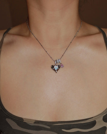 Seraphina Iridescent Heart Silver Pendant Necklace