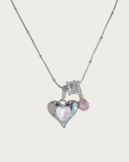 Seraphina Iridescent Heart Silver Pendant Necklace