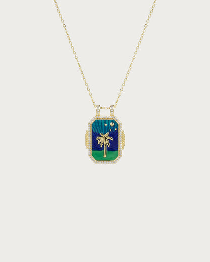 Collar con colgante dorado de carta del Tarot