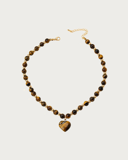 Truda Tiger Eye Heart Pendant Necklace