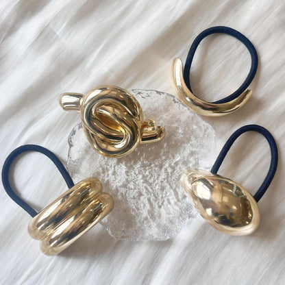 Geometric Elastic Golden Hair Ties