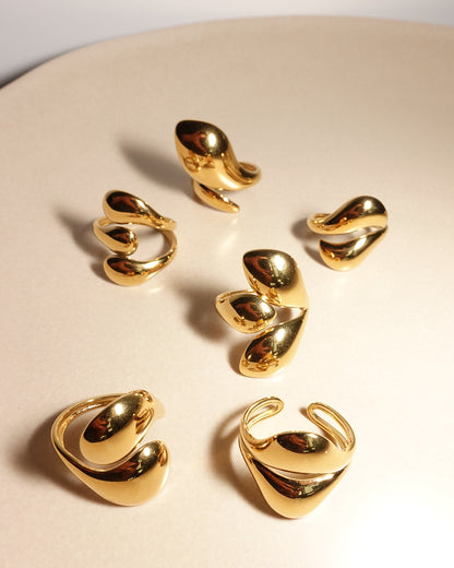 Agnes Geometric Glossy Golden Ring - C