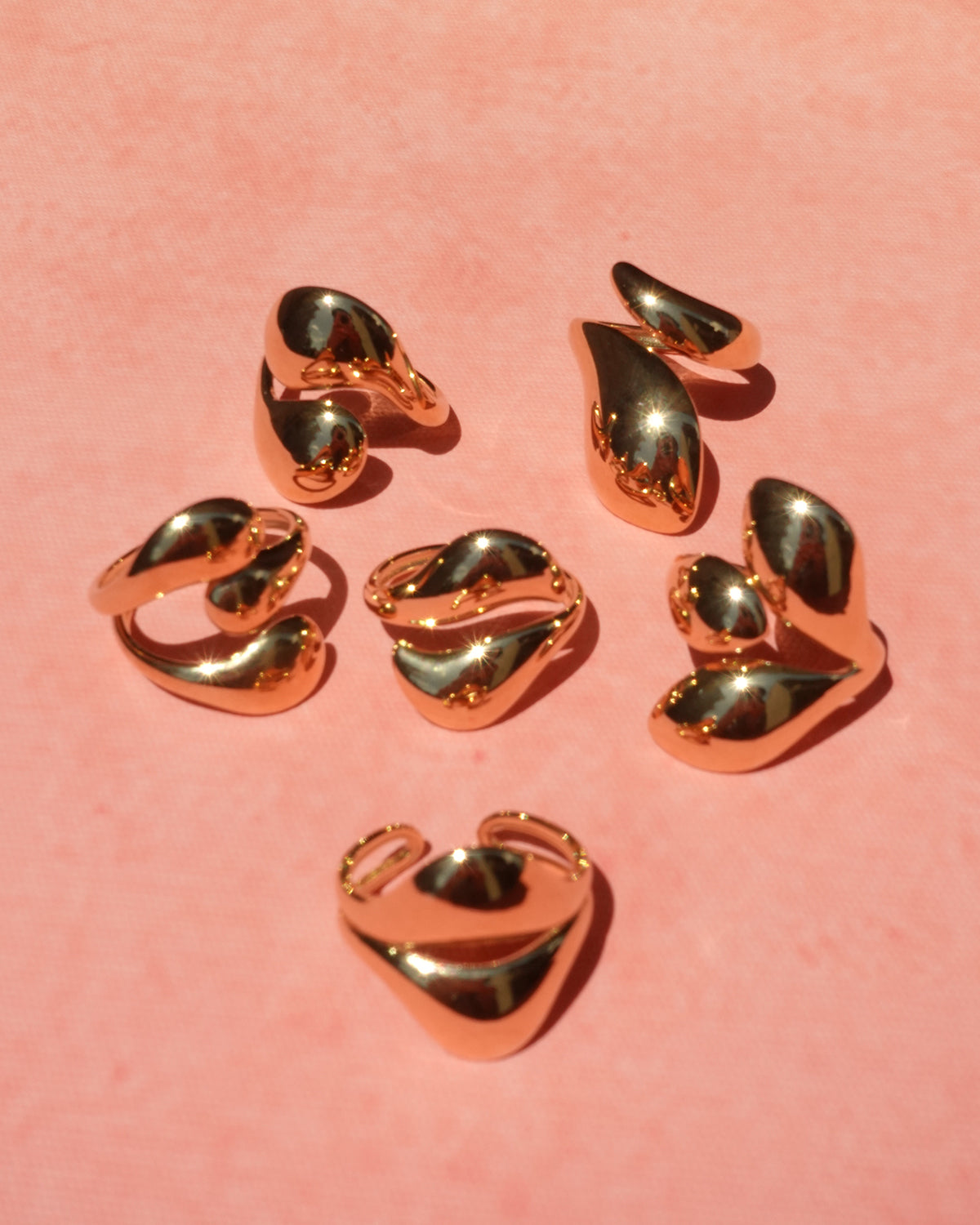 Agnes Geometric Glossy Golden Ring - E