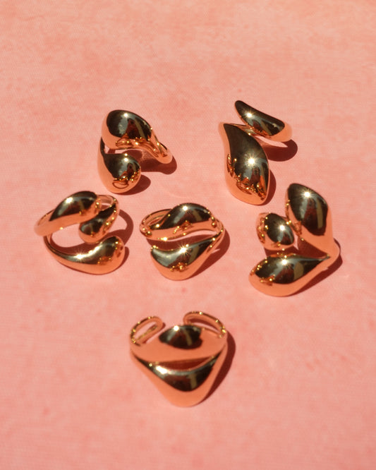 Agnes Geometric Glossy Golden Ring - A