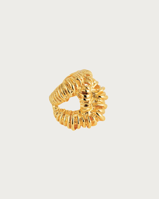 Exaggerated Textured Golden Ring