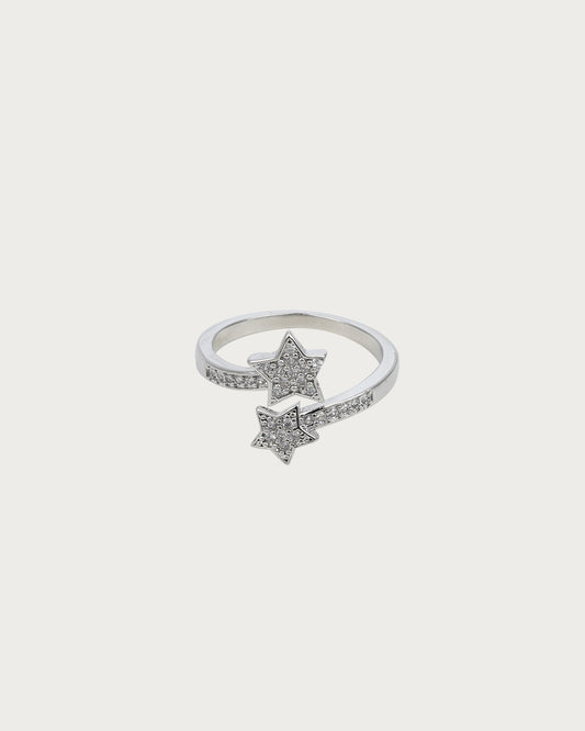 Anillo de plata con doble estrella
