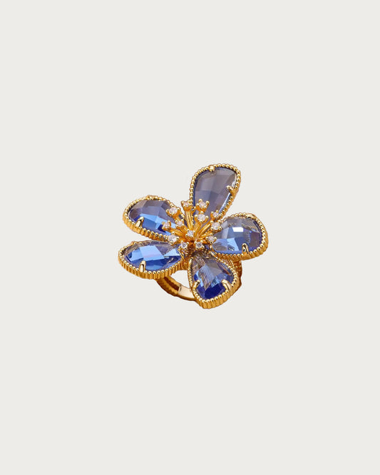 Azura Blue Flower Golden Ring